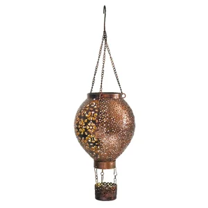Solar Powered Metal Hot Air Balloon LED Projector Lamp Indoor Outdoor