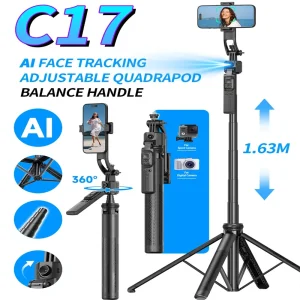 Handheld gimbal for Cell Phone 360° AI Tracking Shooting Stabilizer and Tripod