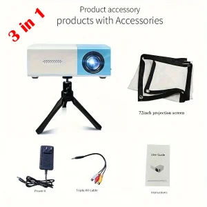 Mini HD Led Projector Equip 72Inch Screen Travel Smart Portable Projector